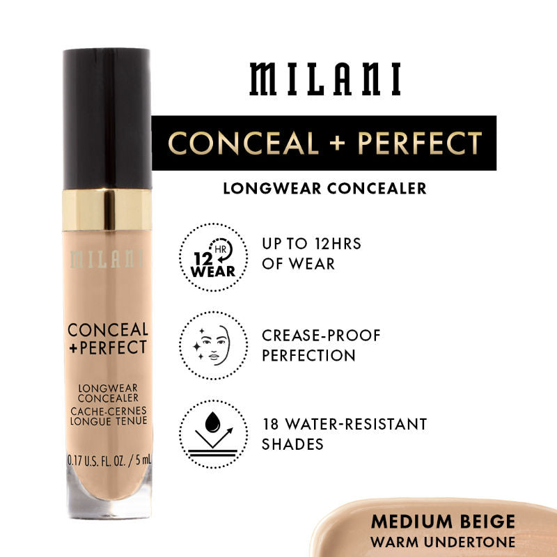 Milani Conceal + Perfect Long Wear Concealer Warm Beige
(5ml)