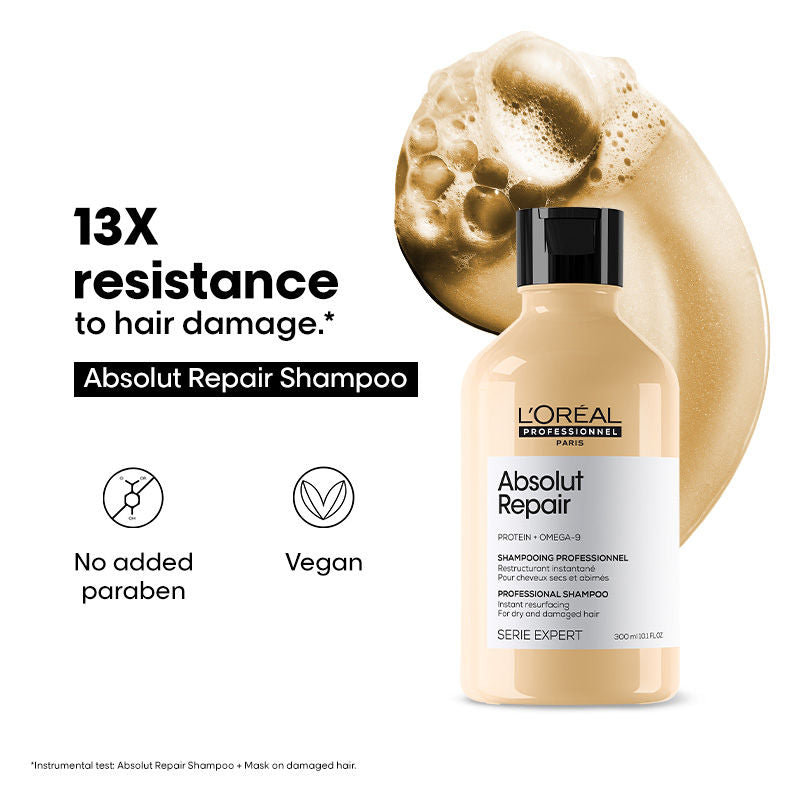 L'Oréal Professionnel Absolut Repair Shampoo For Dry and Damaged Hair With Protein & Omega-9
(300ml)
