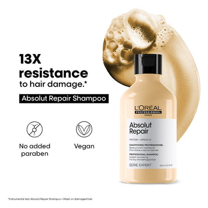 L'Oréal Professionnel Absolut Repair Shampoo For Dry and Damaged Hair With Protein & Omega-9
(300ml)