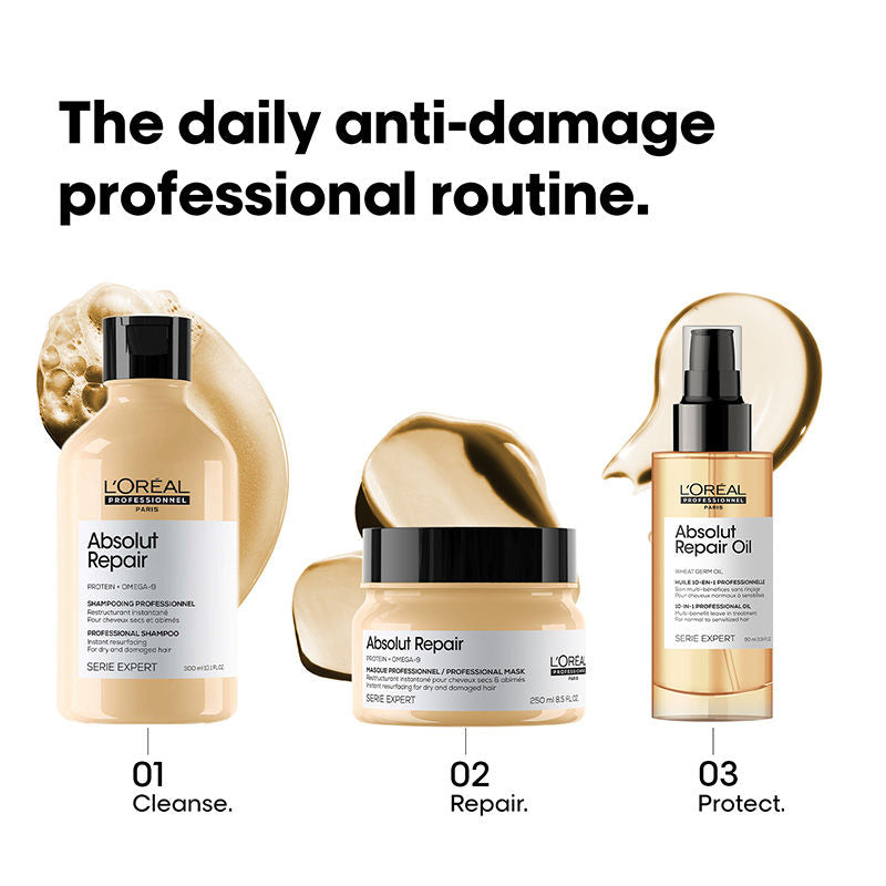 L'Oréal Professionnel Absolut Repair Shampoo For Dry and Damaged Hair With Protein & Omega-9
(300ml)