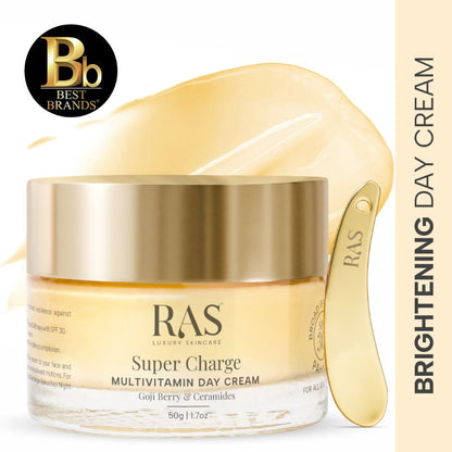 RAS Luxury Oils Super Charge Day Cream With Multivitamin Spf 30 Pa++++ Reduces Dark Spots
(50 g)