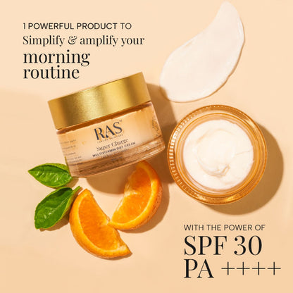 RAS Luxury Oils Super Charge Day Cream With Multivitamin Spf 30 Pa++++ Reduces Dark Spots
(50 g)