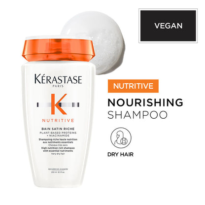 Kerastase Nutritive Riche Shampoo For Dry Hair, With Proteins & Niacinamide, Vegan
(250ml)