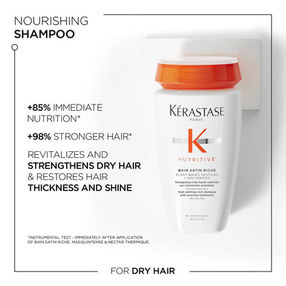 Kerastase Nutritive Riche Shampoo For Dry Hair, With Proteins & Niacinamide, Vegan
(250ml)