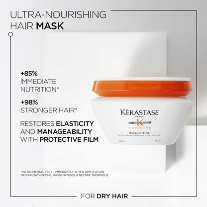 Kerastase Nutritive Masquintense Hair Mask, With Proteins & Niacinamide, Vegan
(200ml)