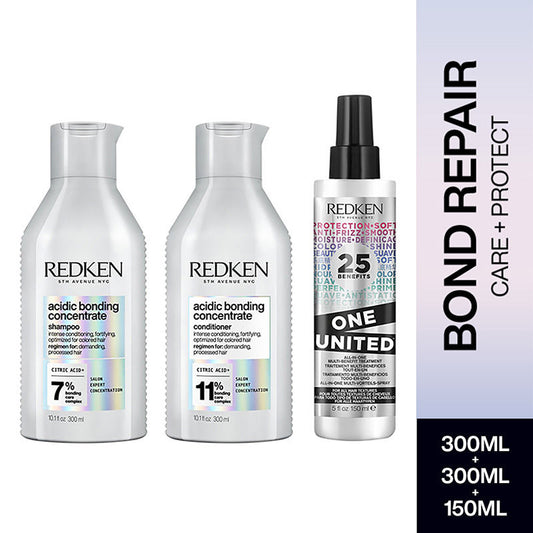 Redken Hair Protect Combo - Acidic Bonding Concentrate Shampoo, Conditioner & One United