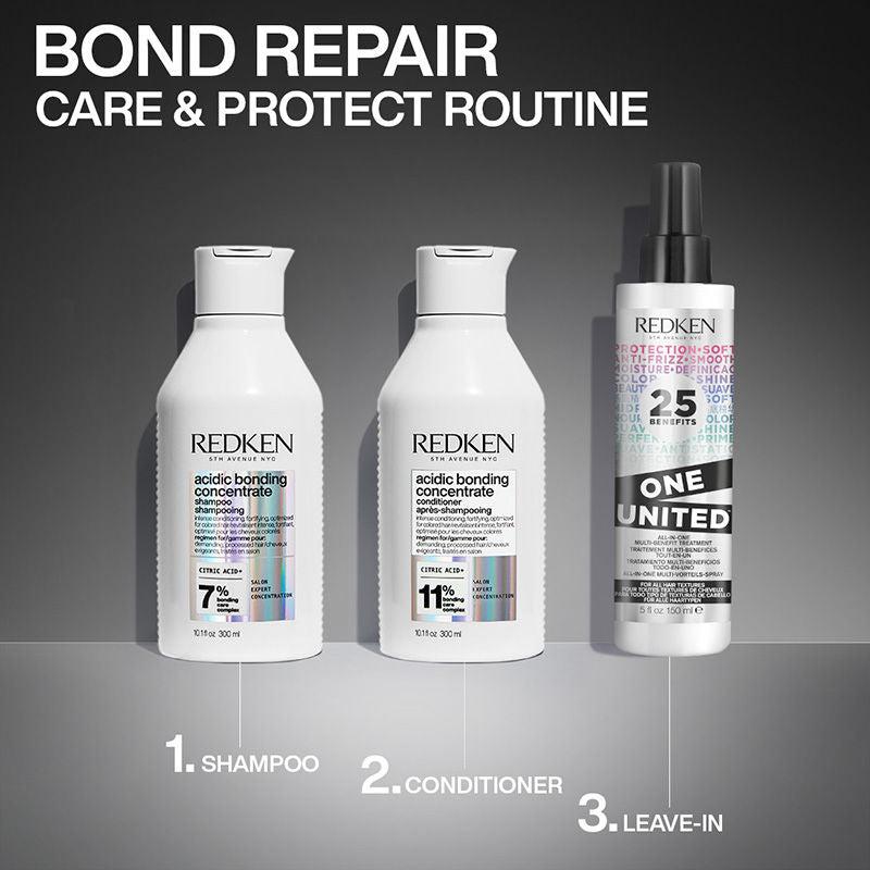 Redken Hair Protect Combo - Acidic Bonding Concentrate Shampoo, Conditioner & One United