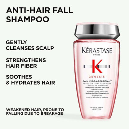 Kerastase Genesis Hydra-Fortifiant Anti-Hair Fall Shampoo For Normal To Oily Hair
(250ml)