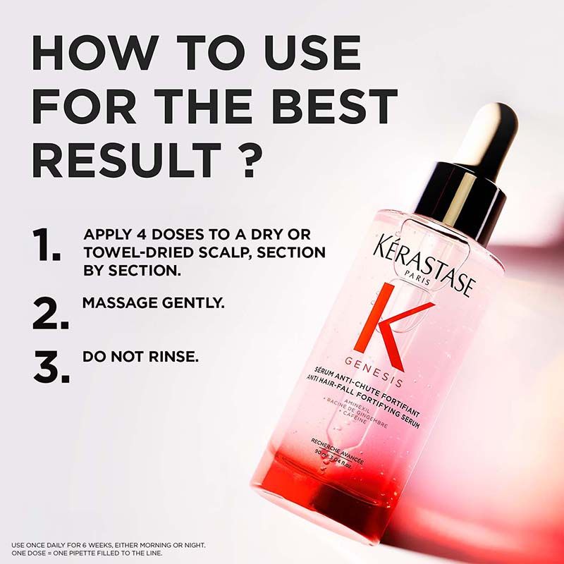 Kerastase Genesis Anti-Hair Fall Daily Scalp Serum, With 1.5% Aminexil & Ginger Root Extract
(90ml)