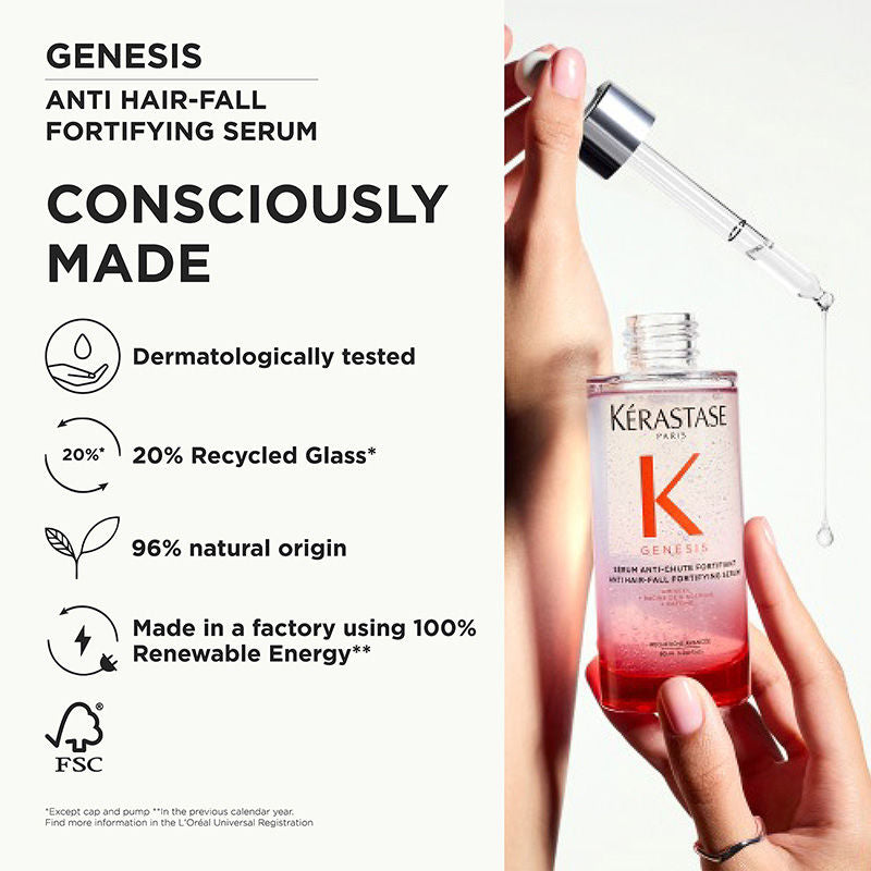 Kerastase Genesis Anti-Hair Fall Daily Scalp Serum, With 1.5% Aminexil & Ginger Root Extract
(90ml)