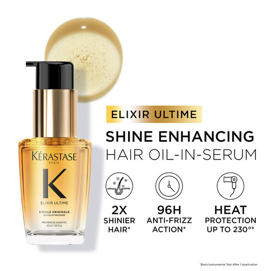Kérastase Elixir Ultime Hair Oi-In-Serum For All Hair Types, 2x Shinier Hair
(30ml)