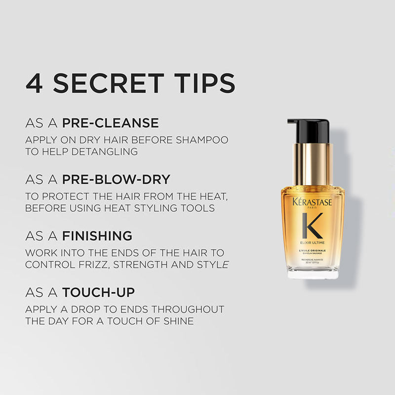 Kérastase Elixir Ultime Hair Oi-In-Serum For All Hair Types, 2x Shinier Hair
(30ml)