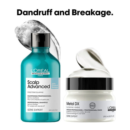 L'Oreal Professionnel Scalp Advanced Anti-Dandruff Dermo-Clarifier Shampoo + Metal Dx Hair Mask
(2pcs)