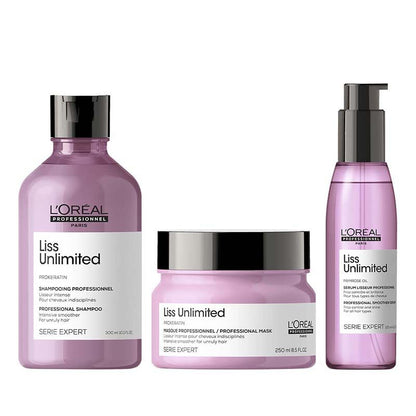 L'Oreal Professionnel Liss Unlimited Shampoo, Hair Mask & Hair Serum Combo For Frizzy Hair