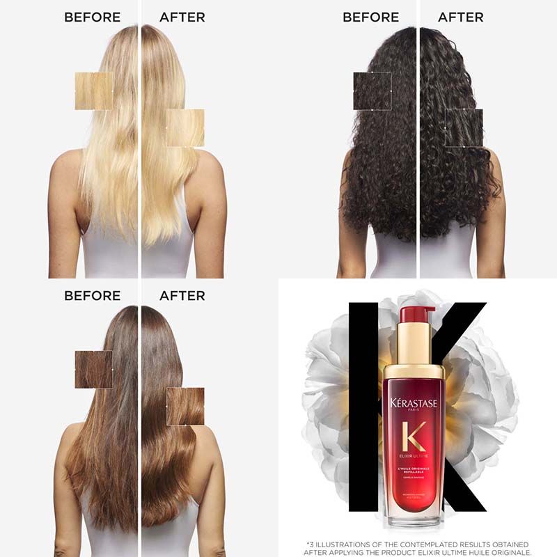 Kerastase Elixir Ultime Hair Oil-In-Serum Valentine's Edition 2X Shinier Hair 96H Anti-Frizz Action
(75ml)