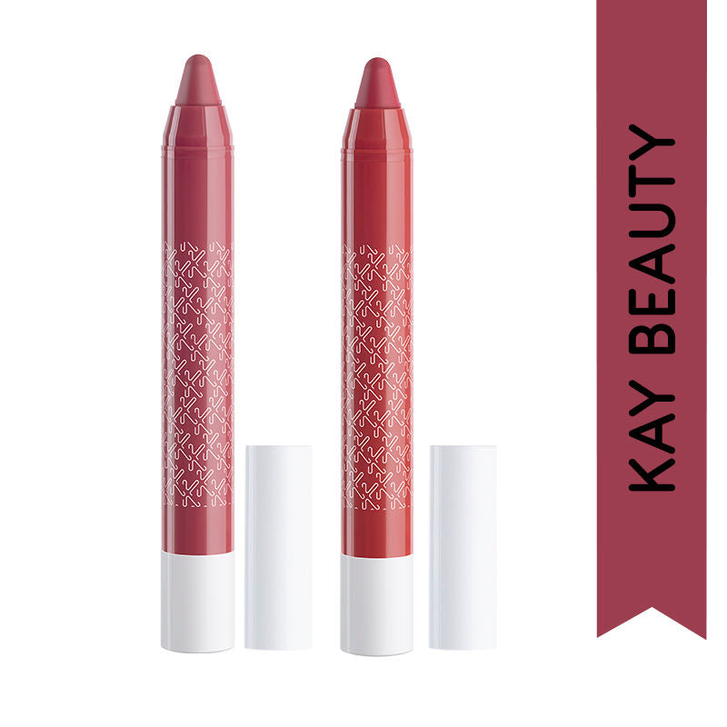 Kay Beauty Matteinee Matte Lip Crayon Lipstick Combo - Rom Com & Playback
(2 pcs)