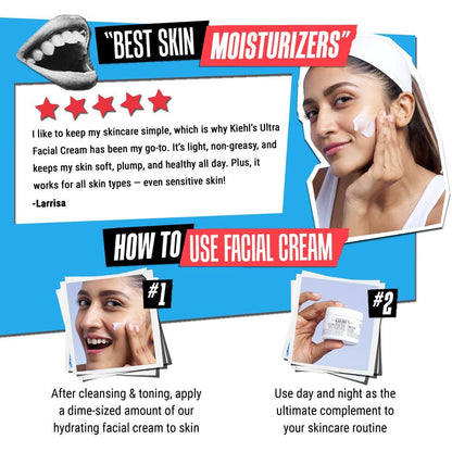 Kiehl's Ultra Facial Cream With 72 Hour Hydration - Moisturizer For Softer, Hydrated Skin
(50ml)