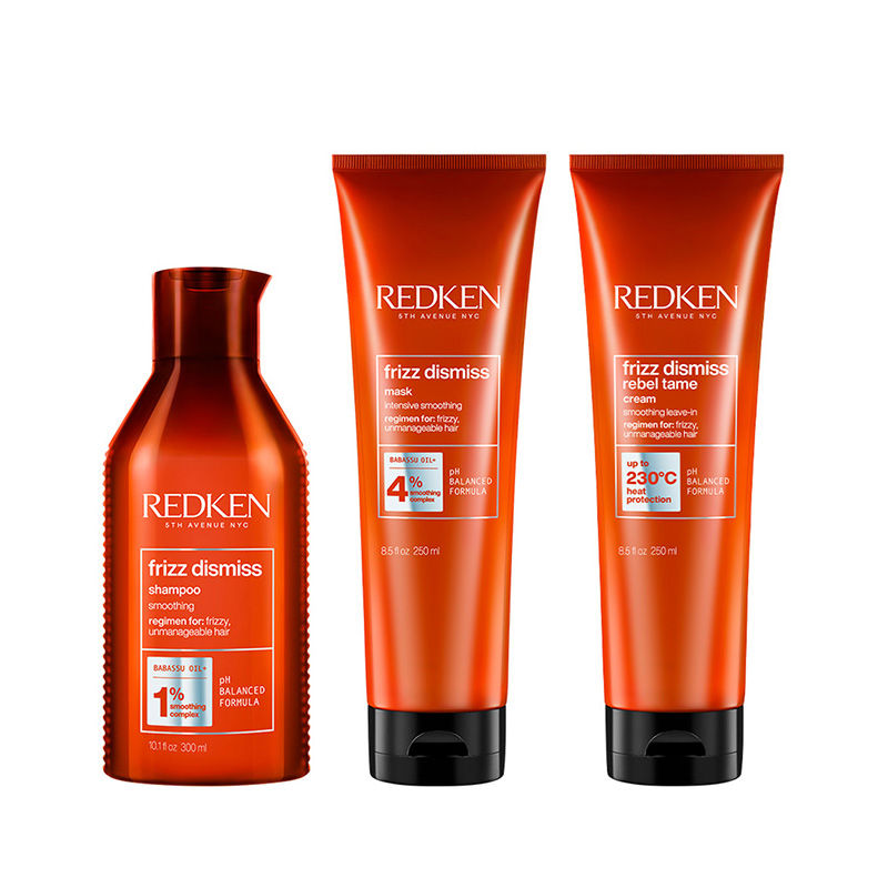 Redken Frizz Dismiss Sulphate Free Shampoo, Hair Mask & Rebel Tame Cream Combo