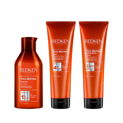 Redken Frizz Dismiss Sulphate Free Shampoo, Hair Mask & Rebel Tame Cream Combo