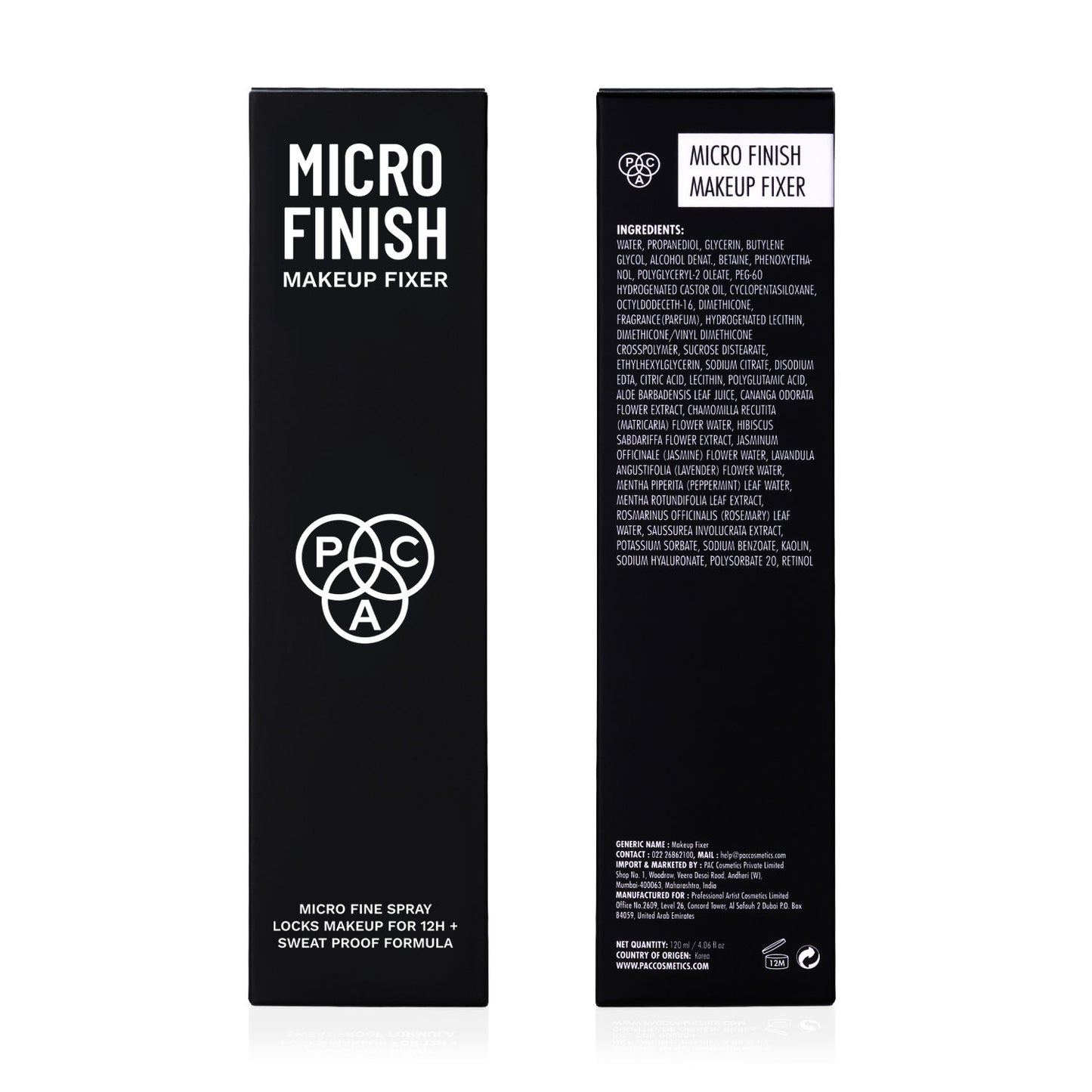 PAC Micro Finish Makeup Fixer Spray - Quick Drying Microfine Mist, Longlasting Sweatproof Formula
(120ml)