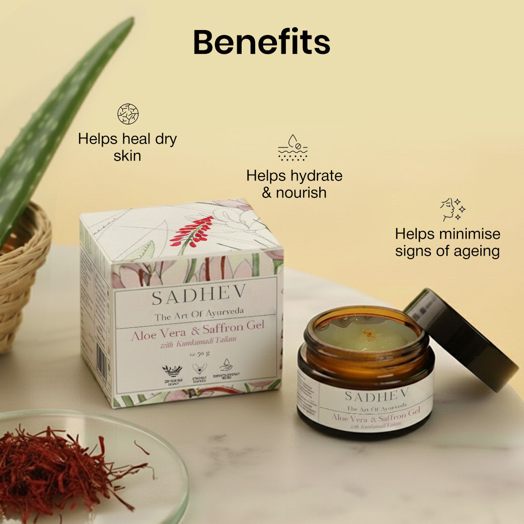 SADHEV Aloe Vera Gel With Saffron And Kumkumadi Thailam
(100g)