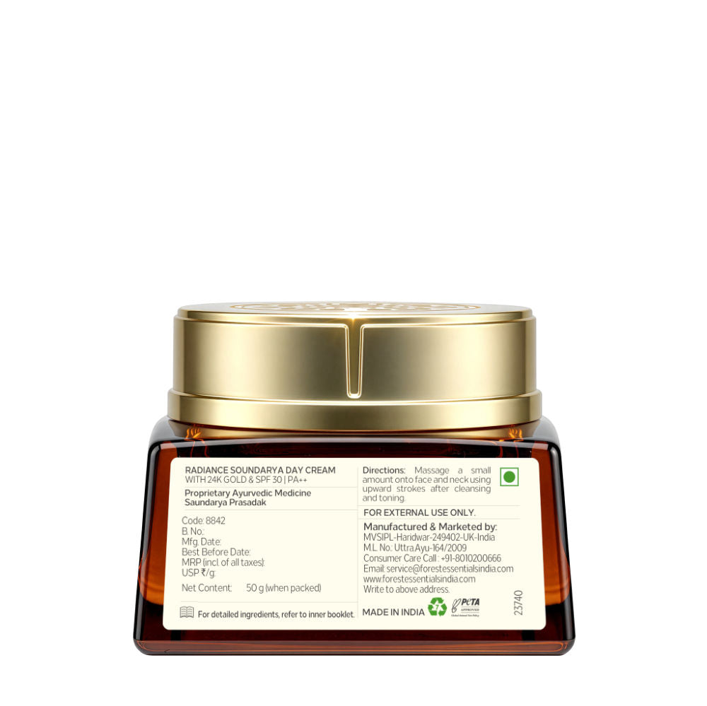 Forest Essentials Soundarya Radiance Day Cream with 24K Gold & SPF 30 PA++
(50g)