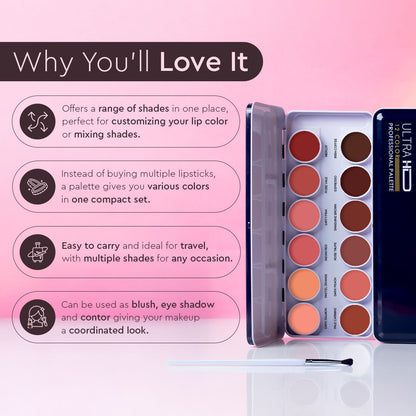 C2P Pro Studio Lip Spectrum 12 Color Cream Lipstick Palette for Women
(42g)