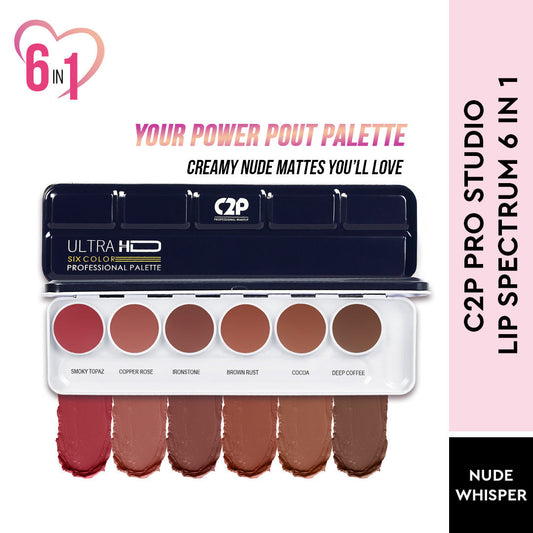 C2P Pro Studio Lip Spectrum 6 Color Cream Lipstick Palette - Nude Whisper
(21g)