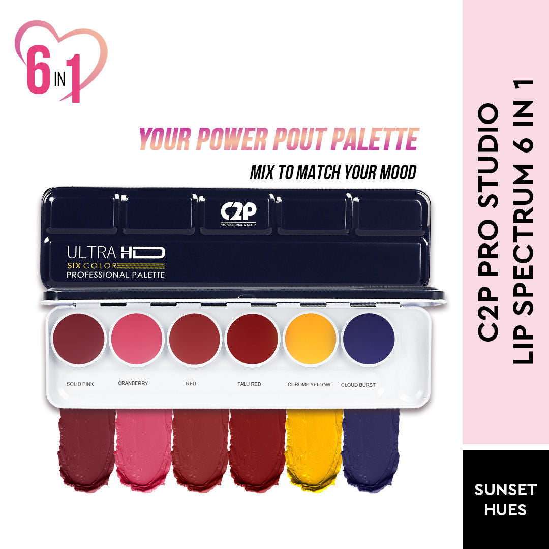 C2P Pro Studio Lip Spectrum 6 Color Cream Lipstick Palette - Nude Whisper
(21g)