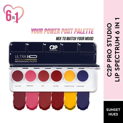C2P Pro Studio Lip Spectrum 6 Color Cream Lipstick Palette - Nude Whisper
(21g)