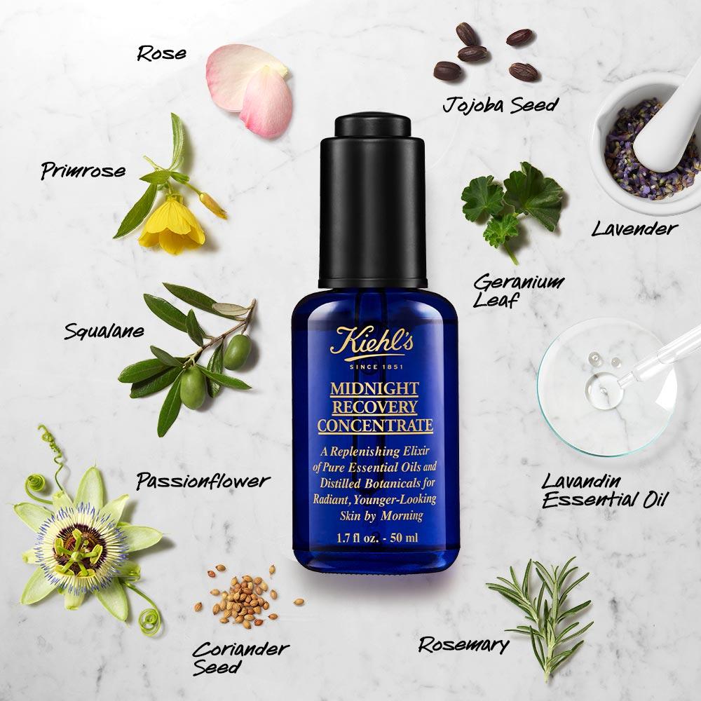 Kiehl's Midnight Recovery Concentrate Serum With Botanical Oil Blend For Radiant Skin
(15ml)