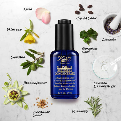 Kiehl's Midnight Recovery Concentrate Serum With Botanical Oil Blend For Radiant Skin
(15ml)