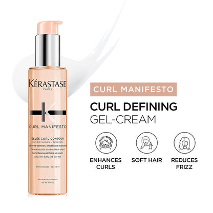 Kerastase Curl Manifesto Leave-in Gel-Cream For Curly & Wavy Hair, Infused with Manuka honey
(150ml)