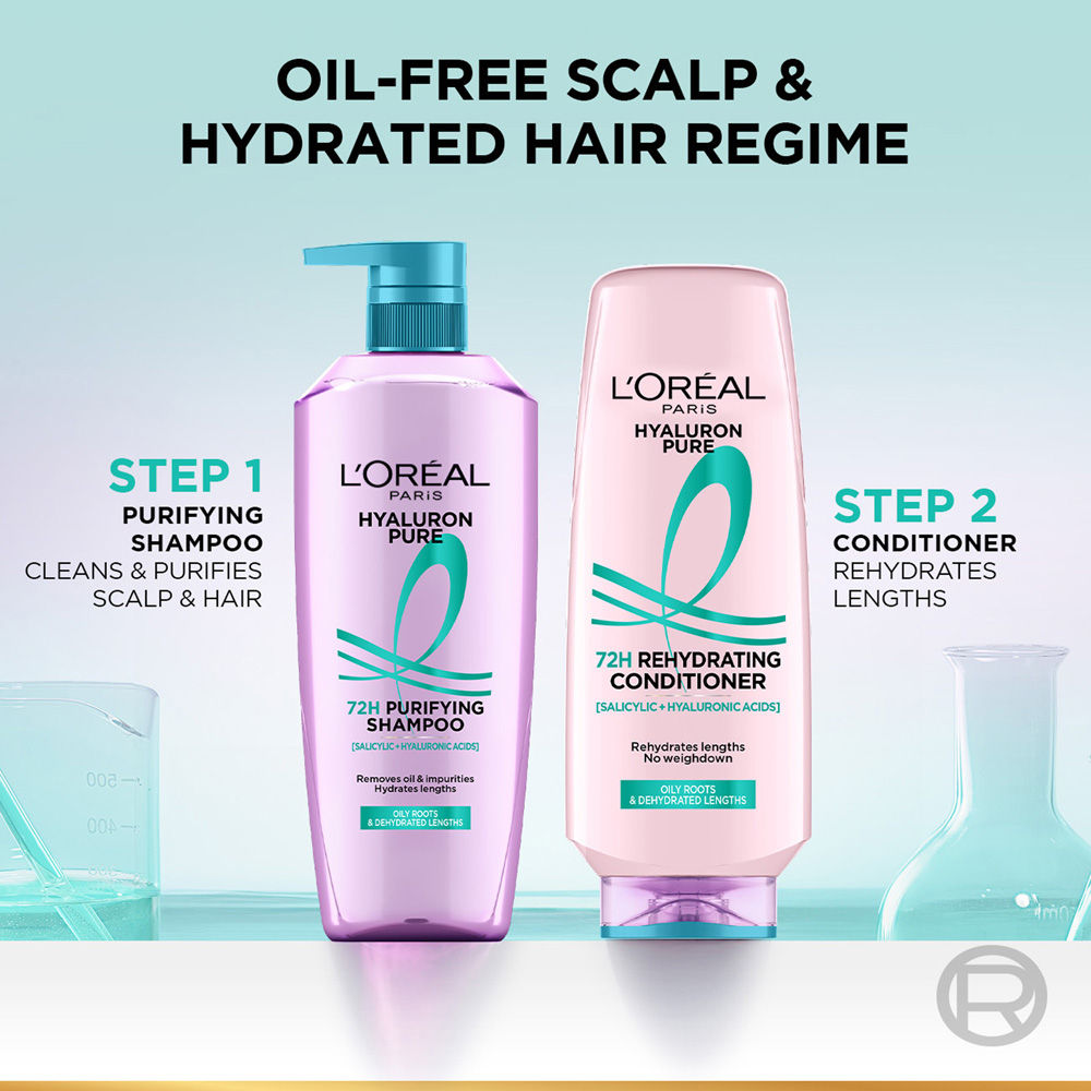 L’Oréal Paris Hyaluron Pure 72H Purifying Shampoo, For Oily Scalp & Dry Hair With Salicylic And Hyaluronic Acid
(1000ml)