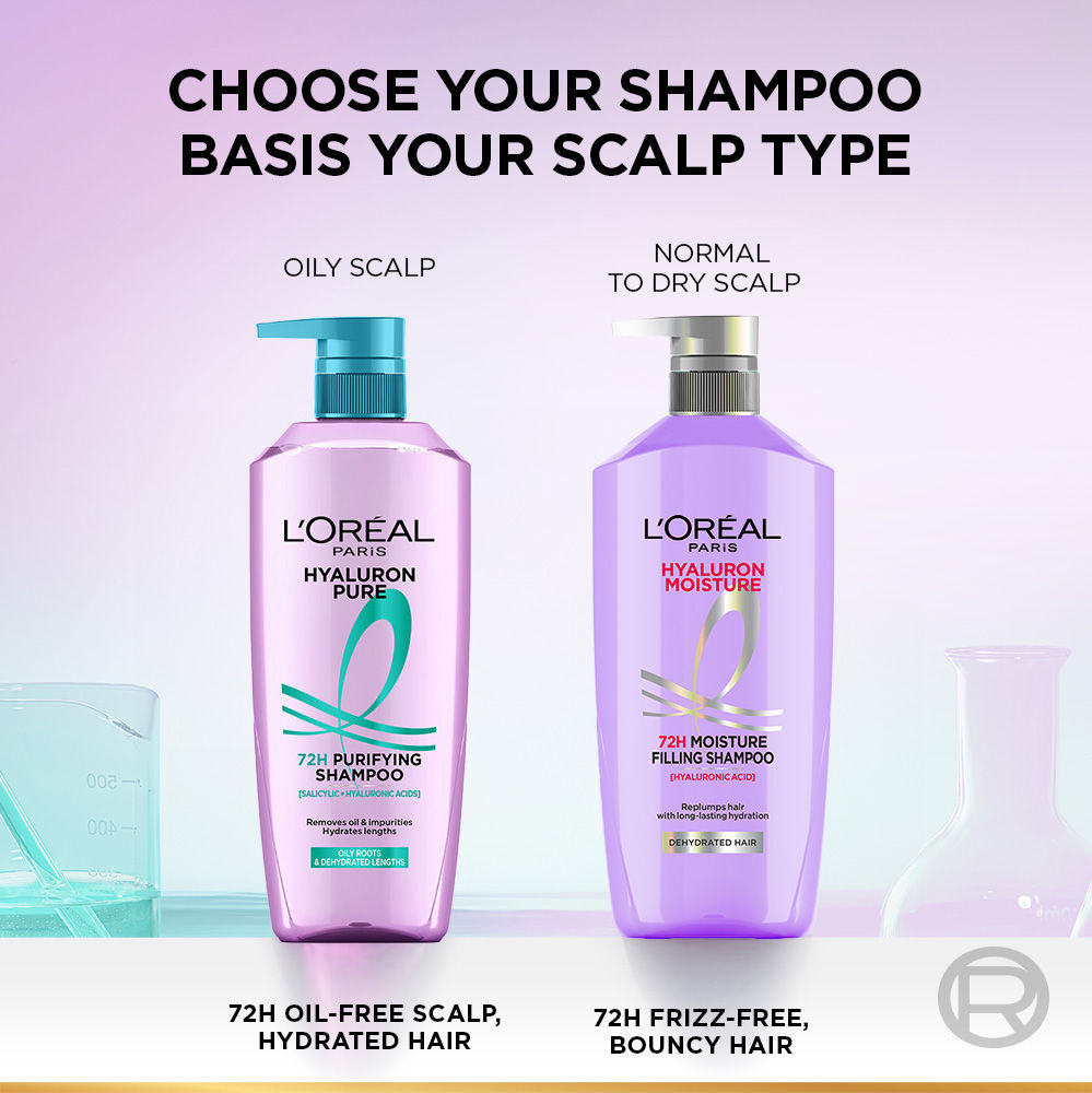 L’Oréal Paris Hyaluron Pure 72H Purifying Shampoo, For Oily Scalp & Dry Hair With Salicylic And Hyaluronic Acid
(1000ml)