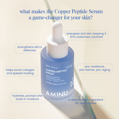 Copper Peptide Serum for Collagen Boost, Hydration, Firmness & Barrier Repair – DGA + Ectoin
(10ml)