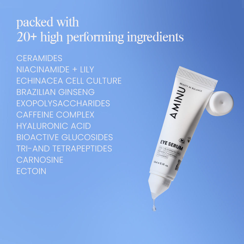 Eye Serum – Peptide, Caffeine, HA + 15 Actives for Dark Circles, Puffiness, Wrinkles, Fine Lines
(10ml)